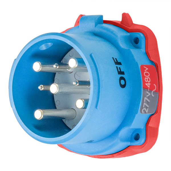 33-38047-973-4X - DS30 INLET POLY BLUE SIZE 3 TYPE 3R 3P+G 30A 277/480 VAC 60 Hz +3 AUX TYPE 4X WATERTIGHTNESS